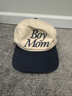 Boy Mom hat - Navy Brim, Cream Crown
